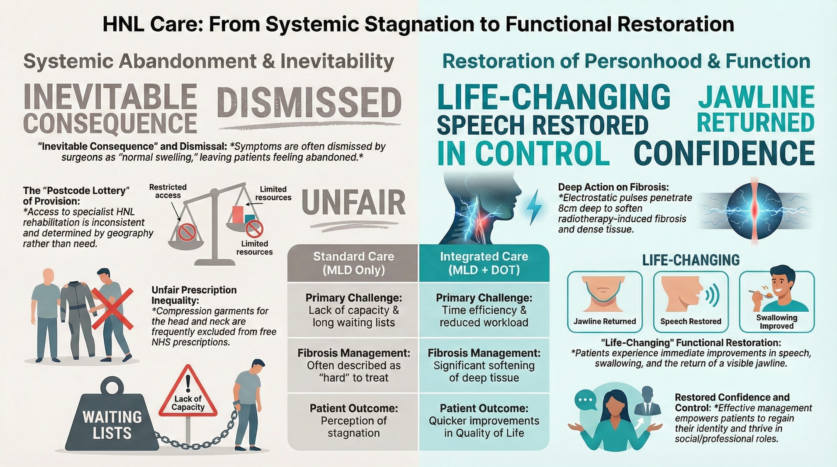 Efficiency gains are emphasised through a shift from stagnant care to integrated treatment, reducing therapist fatigue while accelerating functional recovery.